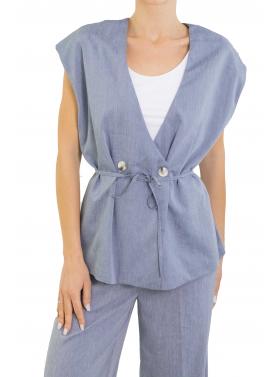 Gilet lungo con cintura doppiopetto "Zoe"